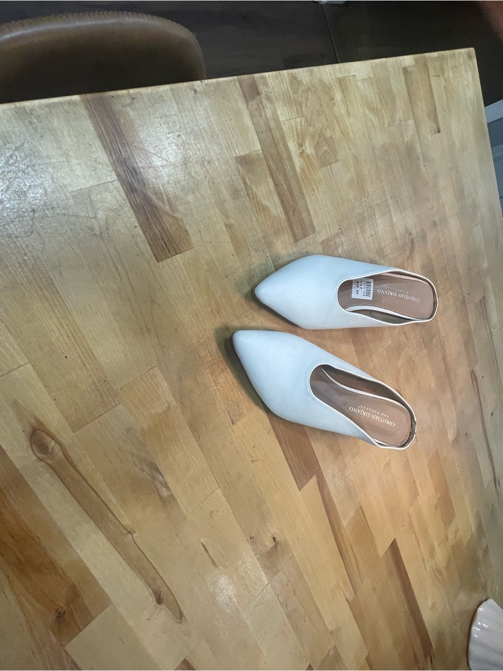 Christian Siriano White Pointed Toe Mules